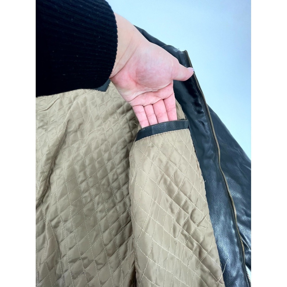 Vintage Whispering‎ Smith Leather Biker Jacket Mens 14/16 Black Quilted Lined - Picture 8 of 14
